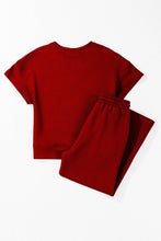 Load image into Gallery viewer, Solid Textured T-Shirt and Drawstring Pants Set