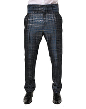 Load image into Gallery viewer, Dolce & Gabbana Blue Silver Shiny Silk Skinny Men Trouser Pants