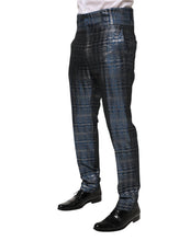 Load image into Gallery viewer, Dolce & Gabbana Blue Silver Shiny Silk Skinny Men Trouser Pants