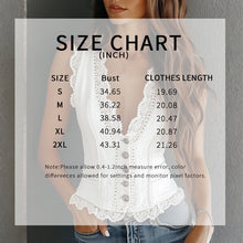 Load image into Gallery viewer, Lace Trim Button-Down Crop Tank Vest Women