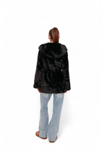 Load image into Gallery viewer, Mink-Effect Hooded Coat