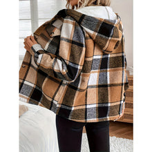 Load image into Gallery viewer, Women's Plaid Fleece Lined Hooded Jacket