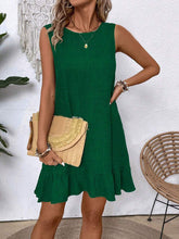 Load image into Gallery viewer, Women's Ruffle Lace-Up Mini Dress – Short Sleeve Loose Beach Dress