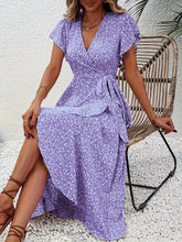 Load image into Gallery viewer, Summer Floral Boho Dress - Short Sleeve Ruffle Flowy Maxi Dresses