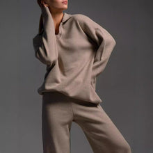 Load image into Gallery viewer, Women’s Fall Winter Two-Piece Set – Loose Collar Sweater Casual Outfit