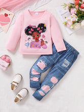 Load image into Gallery viewer, Children's Cartoon Graphic Top and Pants Set