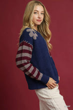 Load image into Gallery viewer, Umgee Flower Jacquard Striped Long Sleeve Sweater