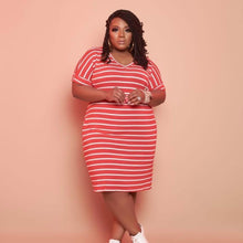 Load image into Gallery viewer, Striped Printed Dress Plus Size Women's Clothing