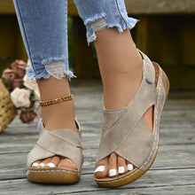 Load image into Gallery viewer, Women's Platform Roman Sandals | Open Toe Velcro Beach Sandals