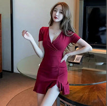 Load image into Gallery viewer, V-neck Bag Hip High Waist Slimming Fish Tail Dress