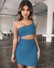 Load image into Gallery viewer, Slim One-shoulder Short Dress Sexy Fashion Hollow Mini Dresses For Women