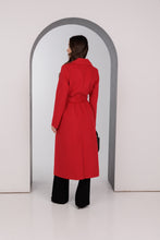 Load image into Gallery viewer, Astoria Classic Wraparound Wool Blend Overcoat in Red