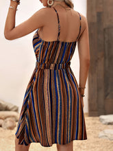 Load image into Gallery viewer, Women’s Deep V-Neck Striped Slip Dress