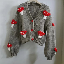 Load image into Gallery viewer, Women’s Mushroom Crochet Short Cardigan