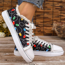 Load image into Gallery viewer, Raw Hem Printed Round Toe Sneakers – Canvas Flat Casual