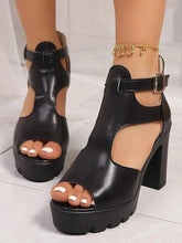 Load image into Gallery viewer, Stylish Cutout Block : Heels Sandals