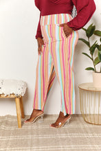 Load image into Gallery viewer, Double Take Striped Smocked Waist Pants with Pockets