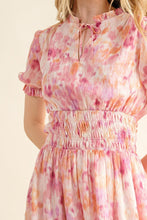 Load image into Gallery viewer, Full Size Smocked Waist Printed Midi Dress For Women – Elegant Smocked Midi Dress, Flattering Printed Midi Dress, Comfortable Fluttering Smocked Waist Dress, Vibrant Print Midi Dress, Chic Floral Midi Dress, Versatile Midi Dress