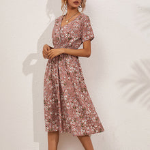 Load image into Gallery viewer, V-Neck Floral Print A-Line Satin Maxi Dress | 8 Colors