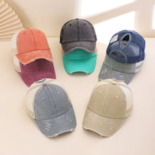 Load image into Gallery viewer, Distressed Washed Mesh Baseball Cap – Frayed Unisex Hat for Outdoor & Daily Wear