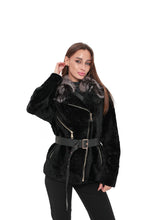 Load image into Gallery viewer, Bari Genuine Astrakhan Silver Fox Trim Coat