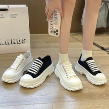 Load image into Gallery viewer, Lace-Up Round Toe Platform Sneakers – Canvas Chunky Sole