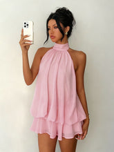 Load image into Gallery viewer, Women's Backless Halter Neck High-Waist Mini Dress with Puffy Skirt