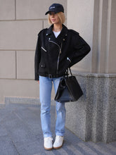 Load image into Gallery viewer, Dakota Eco Suede Aviator Jacket in Black