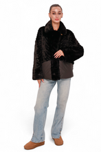 Load image into Gallery viewer, Kaia Eco-Fur Down Fill Coat in Black