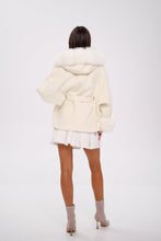 Load image into Gallery viewer, Genuine Polar Fox Fur Wool Hooded Coat