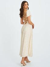 Load image into Gallery viewer, Pandora White Bubble Sleeve Backless Maxi Dress