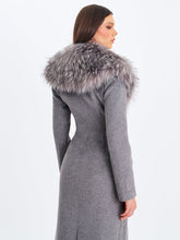 Load image into Gallery viewer, Faye Grey Wool Blend Single-Breasted Coat with Removable Faux Fur Collar
