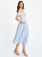Load image into Gallery viewer, Xavy Baby Blue Off Shoulder Corset Midi Dress