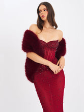 Load image into Gallery viewer, Jazmin Burgundy Multi-wear Faux Fur Scarf