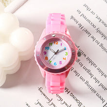 Load image into Gallery viewer, Kids Quartz Watches 50M Waterproof Analog Wristwatches Jelly Clock Students Watch Children PU Band Watch Childrens Analog Wrist Watch With Protective Design Simple Watch For Girls And Boys