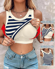 Load image into Gallery viewer, Women's Slim Striped Vest with Bralette – Chic Sleeveless Tank Top