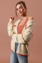 Load image into Gallery viewer, SO ME Loose Fit Multi Stripe Open Front Cardigan