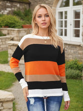 Load image into Gallery viewer, Women’s Striped Color Block Hoodie