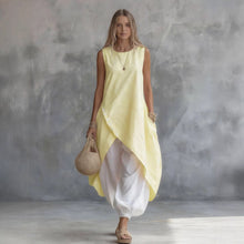 Load image into Gallery viewer, Women's Sleeveless Asymmetric Tunic & Harem Pants Two-Piece Set