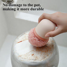 Load image into Gallery viewer, No-Scratch Kitchen Scrub Brush with Replaceable Fiber Scouring Balls – Anti-Scratch, Durable Handle for Non-Stick, Stainless Steel & Ceramic Cookware