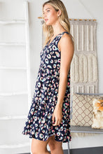 Load image into Gallery viewer, Full Size Leopard V-Neck Ruffled Tank Dress – Leopard Tank Dress, V-Neck Ruffled Dress, Animal Print Dress, Leopard Print Dress, Ruffled Tank Dress, Bold V-Neck Dress, Casual & Formal Dress