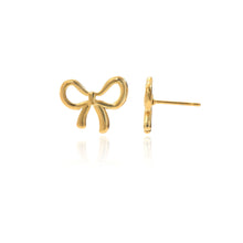 Load image into Gallery viewer, Lxalry 18K Gold Plated Bow Earrings Symmetrical Mirror Finish Stainless Steel Jewelry Hypoallergenic Tarnish Free Luxury Gift for Women Wife Mom Handcrafted Everyday Special Occasion Elegance
