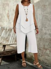 Load image into Gallery viewer, Casual Solid-Colored Sleeveless Top And Cropped Pants Two-Piece Set