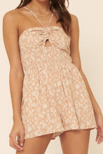 Load image into Gallery viewer, Floral V Strap Ruched Smock Flared Leg Romper