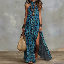 Load image into Gallery viewer, Women's Printed Scarf-Style Maxi Dress – Sleeveless, Split, Loose Boho
