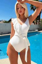 Load image into Gallery viewer, Ruffled V-Neck Wide Strap : One-Piece Swimwear