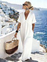Load image into Gallery viewer, V-Neck Short-Sleeve High Waist Maxi Dress | Resort Style