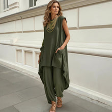 Load image into Gallery viewer, Sleeveless 3D-Cut Resort Two-Piece Set | Top & Pants