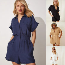 Load image into Gallery viewer, Women's Cotton Linen Loose-Fit Workwear Jumpsuit With Pockets
