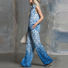 Load image into Gallery viewer, Loose-fit Leopard-print Sleeveless Shirt And Trousers Two-piece Set